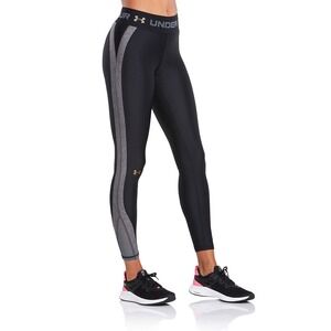 Under‎ Armour Women's Heatgear Black Gray Trim Athletic Leggings Pants Size S